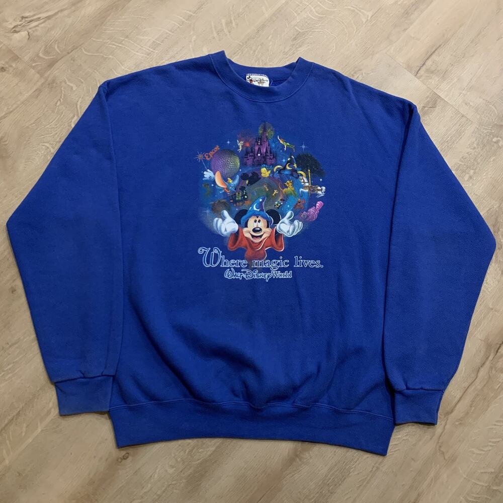 Vintage 90s/Y2K Walt Disney World Sorcerer Mickey Crewneck Men's XL Sweatshirt